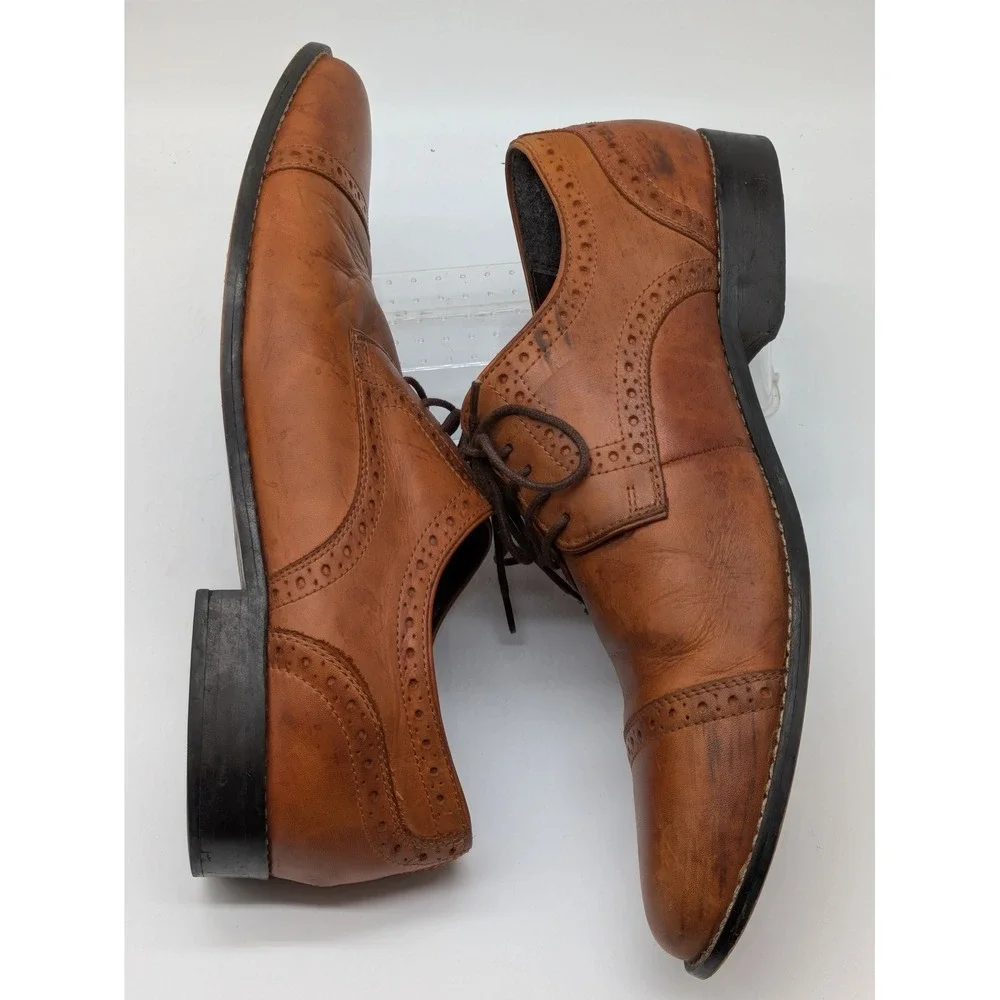 Nunn Bush Norcross 84526-221 Mens 12M Brown Leather Cap Toe Oxford Dress Shoes